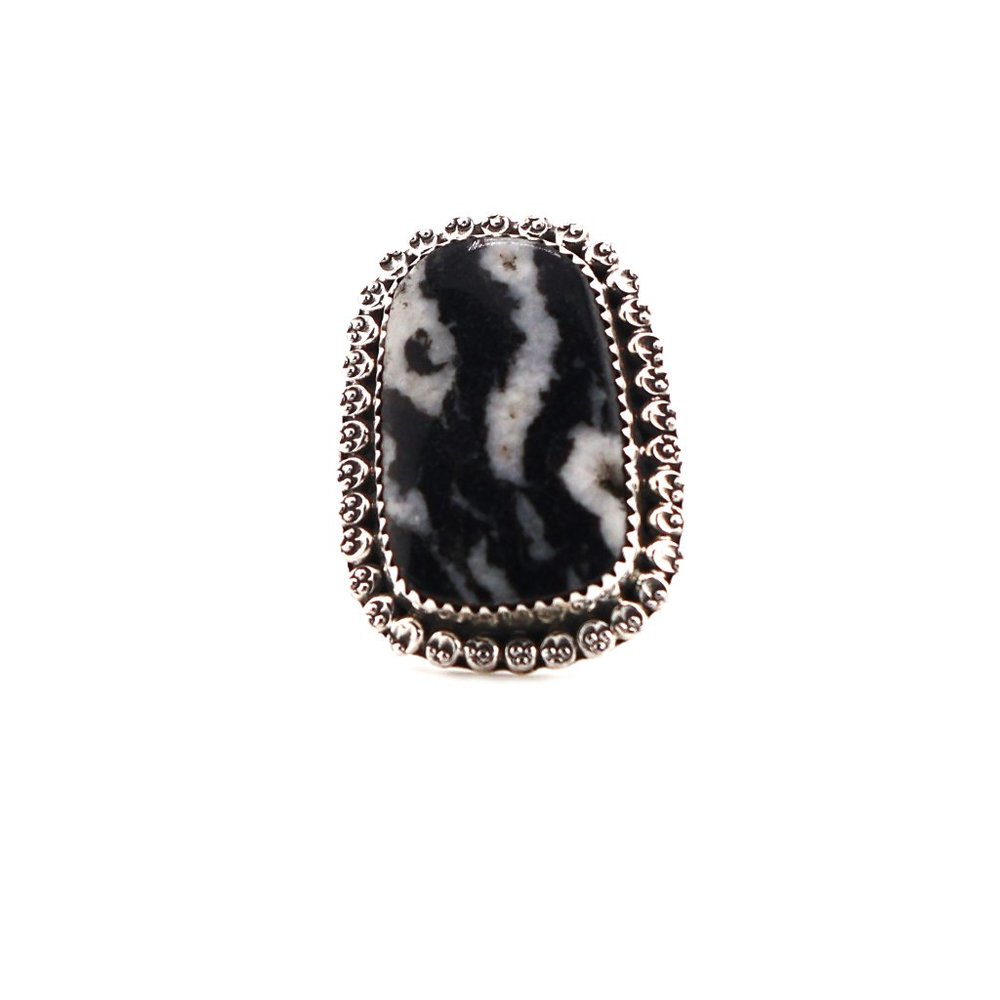 Native American Jasper Zebra Ring Navajo Handmade Jewelry Sterling Sz 8.5 US** - Picture 9 of 13